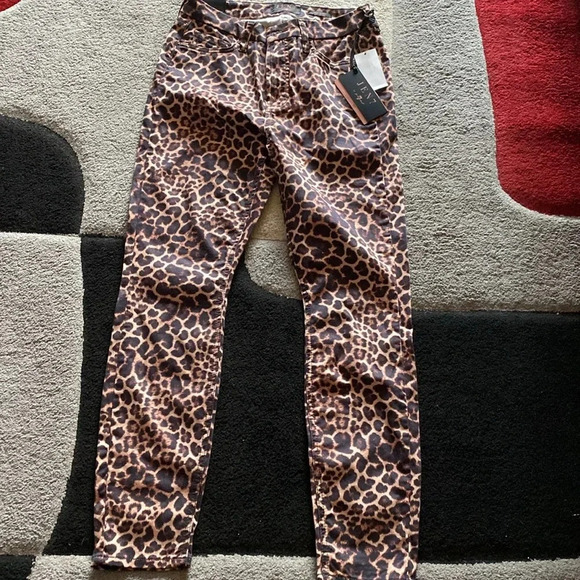 7 for all manking Skinny Ankle Jeans in Golden Leopard size 4 - Picture 2 of 3